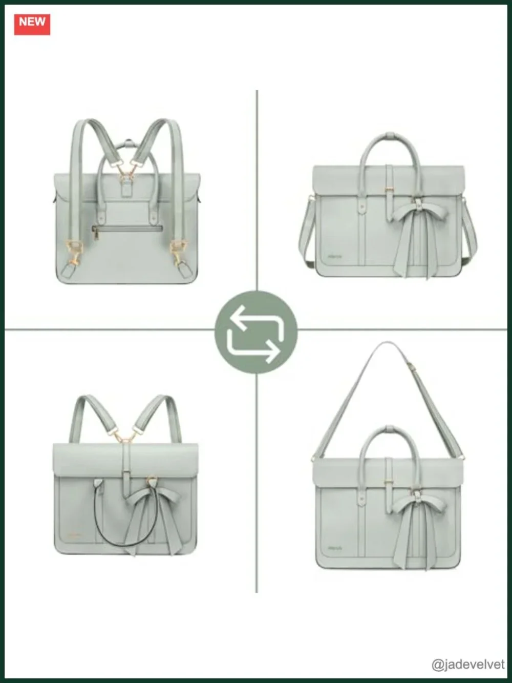 PU Leather Laptop Bag Convertible Backpack Shoulder Bag with Bowknot